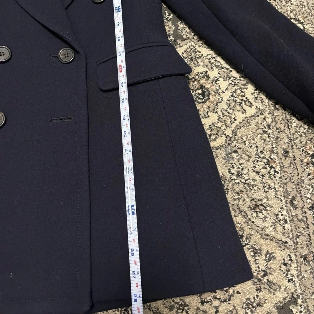 J. Crew Double Breasted Coat Navy Wool Double Cloth Coat size 2 - Picture 10 of 10